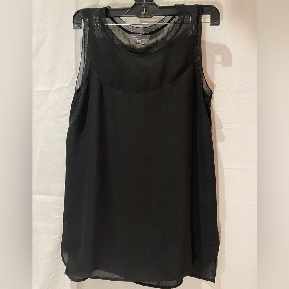 Vince Black Semi Sheer Sleeveless Blouse (Size S)